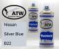 Preview: Nissan, Silver Blue, B22: 400ml Sprühdose + 400ml Klarlack - Set, von ATW Autoteile West.